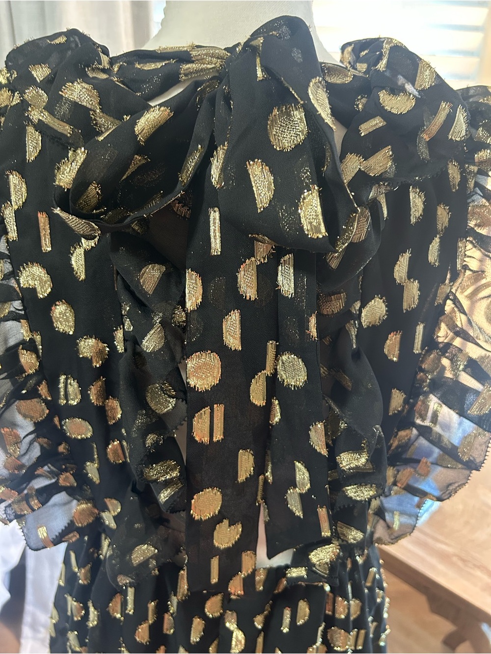 Madewell Metallic Black Maxi Dress with Gold Foil Accents - Picture 3 of 7